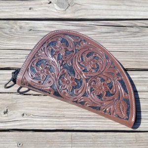 NEW TOOLED LEATHER HANDGUN CASE - DARK OIL