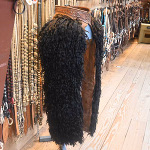 Cowboy Chaps - Early Vintage Black Wooley Chaps - CHAP763